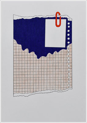 Aquarellfarbstift, Bleistift, Farbstift auf Papier, 21 cm x 29,7 cm, - 2023 ( " Packungsbeilage / Beipackzettel - absichtlich leer " )