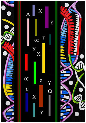40,8 cm x 57,8 cm - " CRISPR/Cas - Genschere " - Fotoabzug unter Acrylglas - 2018 - ( Zeichnung, Fotografie, digitale Bildbearbeitung )