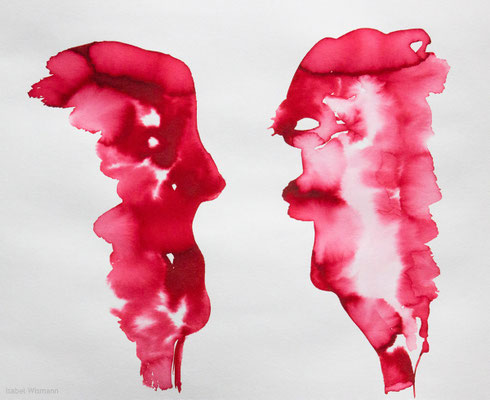 Konfrontation (rote Tinte auf Papier, 250g/m², 30 x 24 cm)