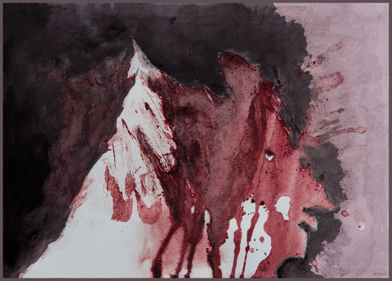 der Schimmelreiter - nach Theodor Storms Novelle (Henna, Acryl, Kohle auf Papier, DIN A4, farblich digital überarbeitet)
