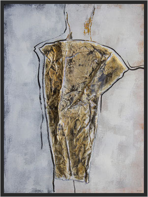 der goldene Mantel (Kopierpapier, Gold antik, Kohle, Graphit, Acryl auf Papier, 265g/m², 30 x 40 cm)
