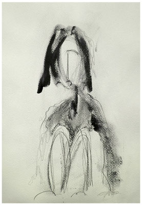 dasitzen (Bleistift, Kohle, Acryl auf Aquarellpapier, 300g/m², DIN A4)
