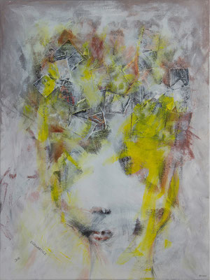 die eigenartige Kraft der Einbildung (Acryl, Kohle, Graphit, Fotoabzüge auf Leinwand, 60 x 80 x 2 cm)