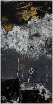 Bewusst.Werdung (Acryl, Toilettenpapier auf Papier, zerschnitten und neu zusammengefügt, 265g/m², 20,5 x 40 cm)