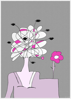 die Floristin - für M.B. (mixed media/Basis: Fineliner)
