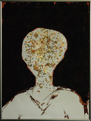 innerer Reichtum/ein Licht in der Dunkelheit (Acryl, diverse Tinten, Blattgold auf Papier, 300g/m², 30 x 40 cm)