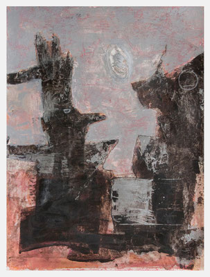 auf der Suche nach einem gemeinsamen Standpunkt (Acryl, Pastellkreide, Antik Metallic auf Papier, 265g/m², 30 x 40 cm)