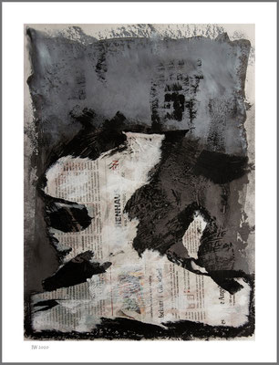 Erderschöpfungstag (Graphit, Acryl, Zeitung auf Papier, 265g/m², 30 x 40 cm)