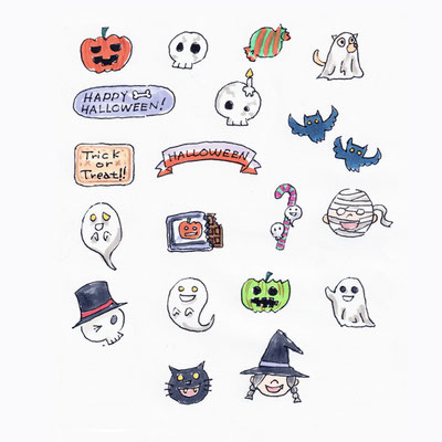 HALLWEENっぽいシールパック用イラスト（2024）