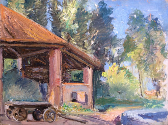 SOLD! CAMPAGNA Mixed media painting on board. cm 30x40
