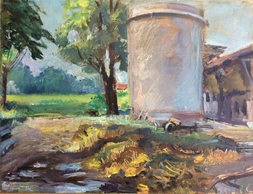 LA CISTERNA olio su cartoncino telato cm 30x40