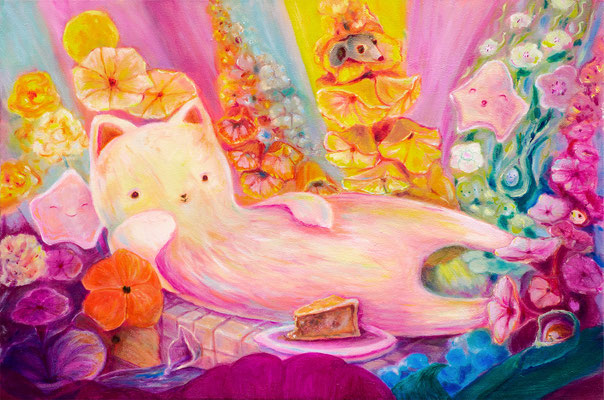 "Katzenwesen" 30 x 60 cm Öl auf Leinwand