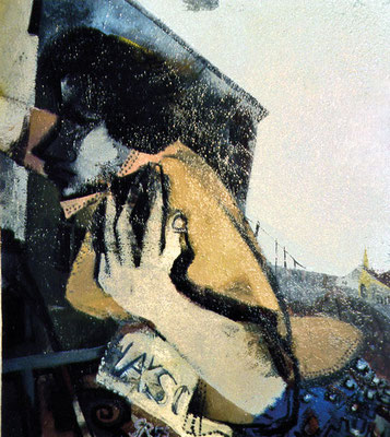Bild, "Winkende Kellnerin", Mischtechnik, 60 x 70 cm, 1962
