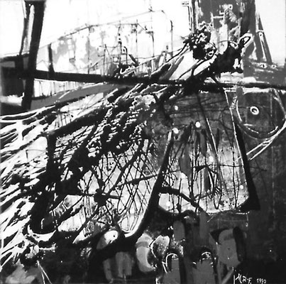 Bild, "Tod der Schmetterlinge", Mischtechnik, 80 x 80 cm