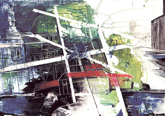 Bild, "Das weiße Gerüst", Acryl, 140 x 130 cm