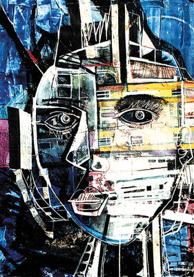 Bild, "Das Gesicht", Mischtechnik, 80 x 110 cm