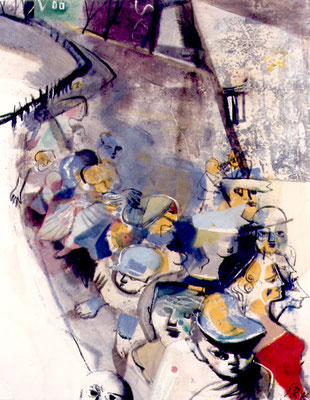 Bild, "Demonstration", Mischtechnik, 60 x 80 cm, 1975