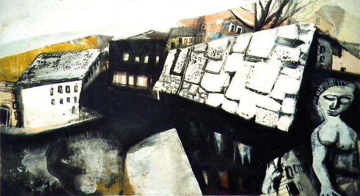 Bild, "Schneeschmelze", Mischtechnik, 57 x 37 cm, 1968