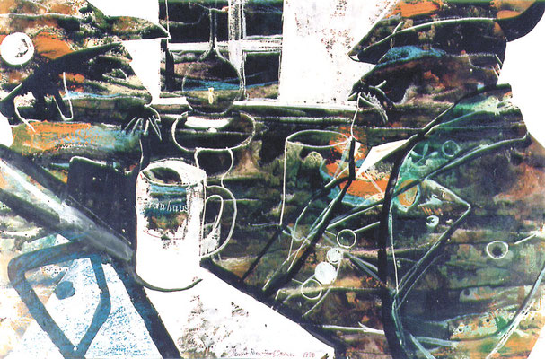 Bild, "Die warme Stub’n", Mischtechnik, 100 x 70 cm, verkauft