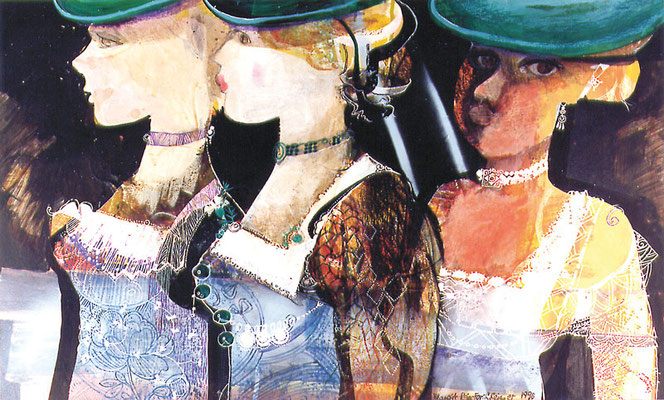 Bild, "Die Brautschau", Mischtechnik, 100 x 70 cm