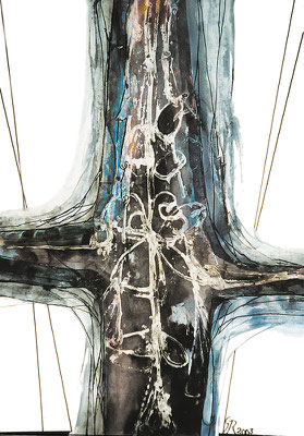 Bild, "Vor dem Sturz", Mischtechnik, 70 x 100 cm