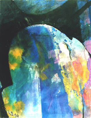 Bild, "Nacht der Elefanten 5", Mischtechnik, 70 x 90 cm