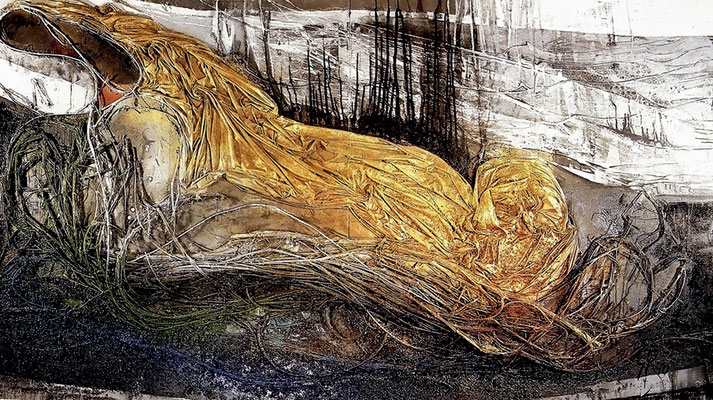 Materialbild, "Ressourcen-Formation", 440 x 140 cm, verkauft