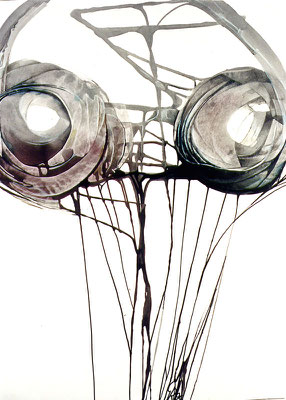 Bild, "Bedrohung", Mischtechnik, 70 x 100 cm