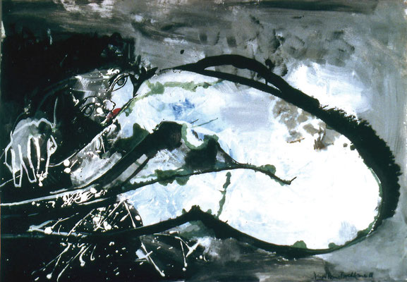 Bild, "Die Überraschte", Tempera, 100 x 70 cm
