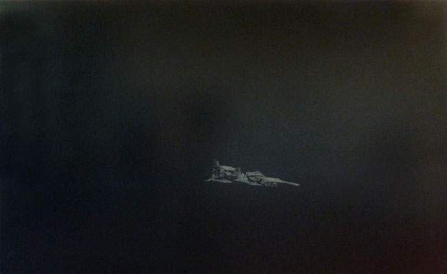 Iluliaq<br />2020<br />Tusche, Acrylfarbe und Lack auf Baumwolle<br />  150 cm x 250 cm
