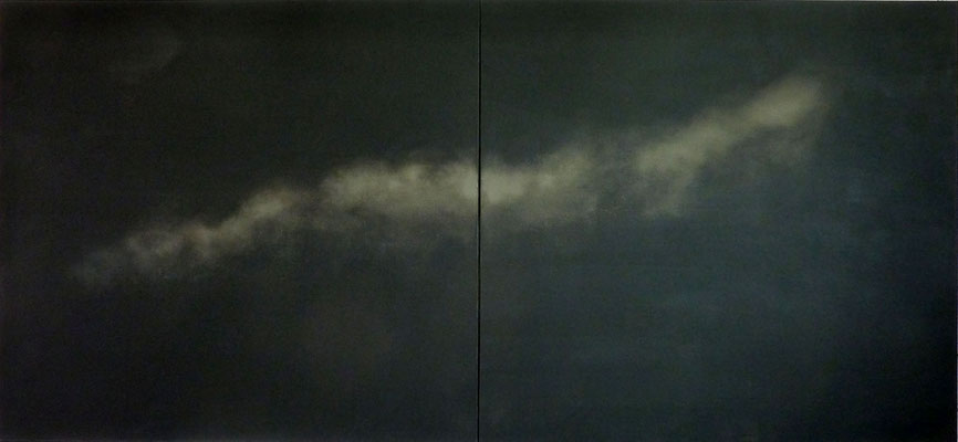Moonligth<br />2017<br />Tusche, Acrylfarbe auf Leinen<br />  160 cm x 360 cm