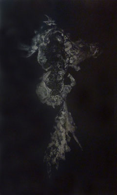The end<br />2022<br />Tusche, Acrylfarbe und Lack auf Baumwolle<br /> 250 cm x 150 cm