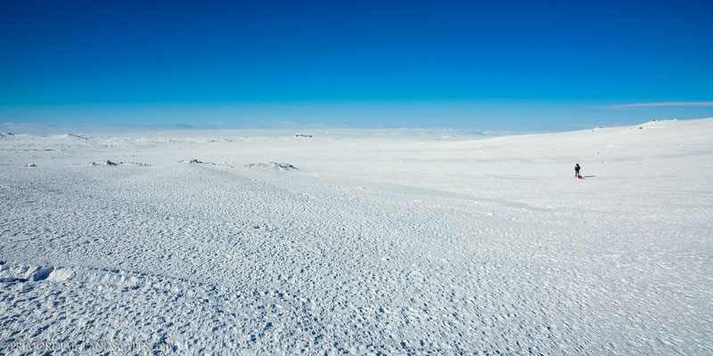 A pure pleasure to ski these gentle slopes under a blue sky. 