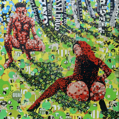 Relation 03 l 2018 l 80x80 cm l Papier auf Holz