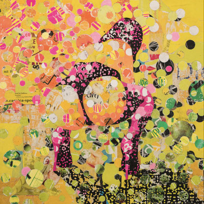 Relation 01 l 2018 l 80x80 cm l  Papier auf Holz 