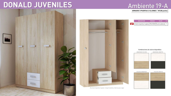 ARMARIO 3 PUERTAS 2 CAJONES COLOR  ELEGIR SEGÚN FOTO OFERTA KIT PRECIO: 295€