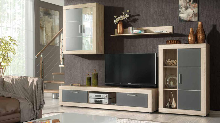Composicion de 259cms, en colores cambria-blanco brillo  y cambria-grafito por solo 263€.Precio valido para recogida en tienda en kit. 