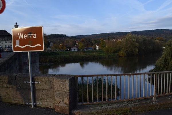 Die Werra in Witzhausen - unsere spätere Ausstiegstelle am Kanu-Club.