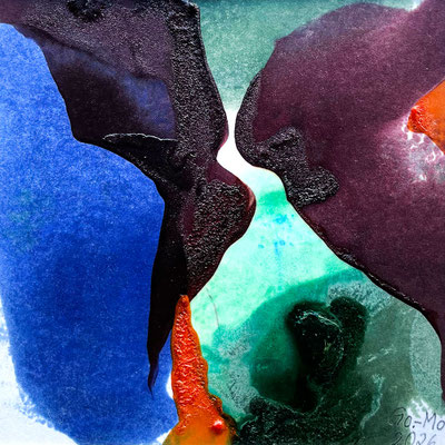 77 / 14x14 cm mit Passepartout/Rahmen 20x20 cm