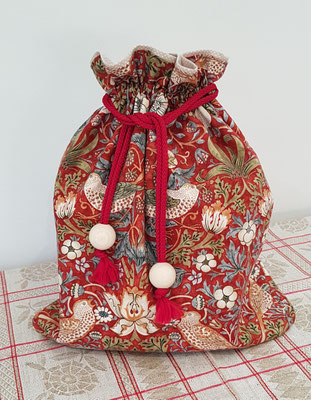 Zugbeutel Baumwolle William Morris M001RE Red Motiv Erdbeerdieb
