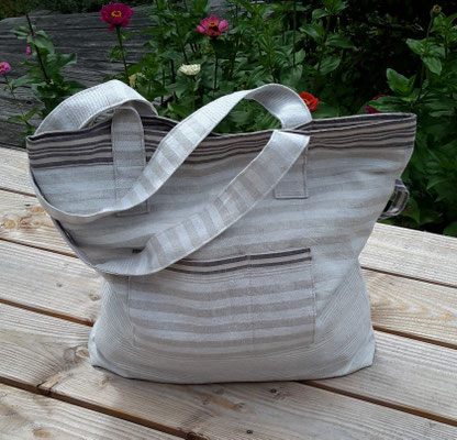Stadt-u. Strandtasche aus Leinen, ca. 48x44 cm 