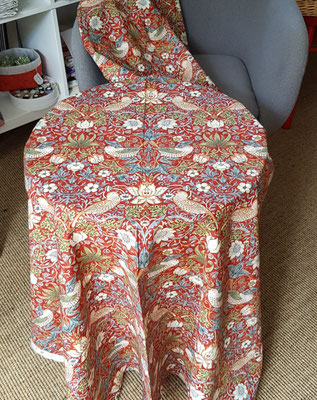 Tischdecke Baumwolle William Morris M001RE Red Motiv Erdbeerdieb