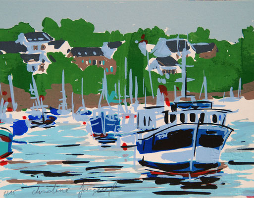 Sérigraphie originale du port de Doëlan en 15 exemplaires numérotés 155 mn x120 mn 