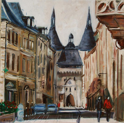 Peinture à l'huile de la porte de la Crafffe à Nancy 60cm x60cm