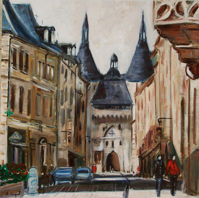 Peinture à l'huile de la porte de la Crafffe à Nancy 60cm x60cm