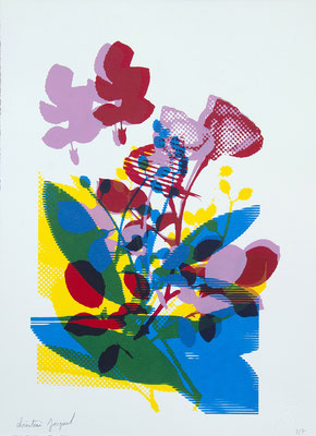 Art contemporain Art moderne Fleurs sérigraphie originale