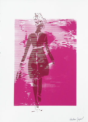Silhouette de femme sur fond rose 38cm x28cm