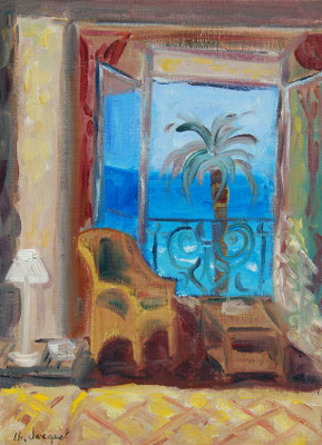 Peinture à l'hule Fenêtre sur la mer