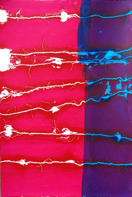 Art contemporain, sérigraphie originale rose et violette 56cm x38cm
