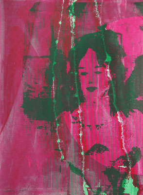 Sérigrapghie originale magenta et verte 38cm x28cm